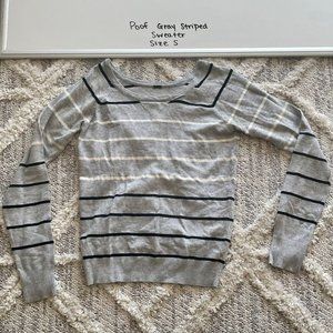 Poof! Grey with Black and White Striped Sweater